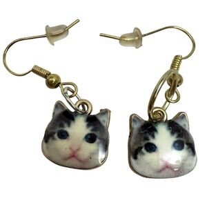 Gold Tone Dangle Drop Cat Earrings Kitten Pet Lover Fashion Jewelry 1 in